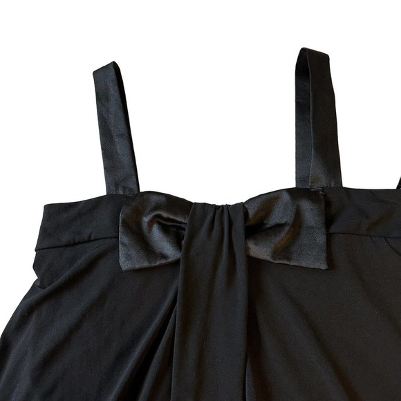 A.Byer Women Dress Black Satin Minimalist Retro Y2K LBD Bubble Hem - Picture 5 of 10
